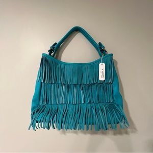Charming Charlie Fringed Hobo Bag